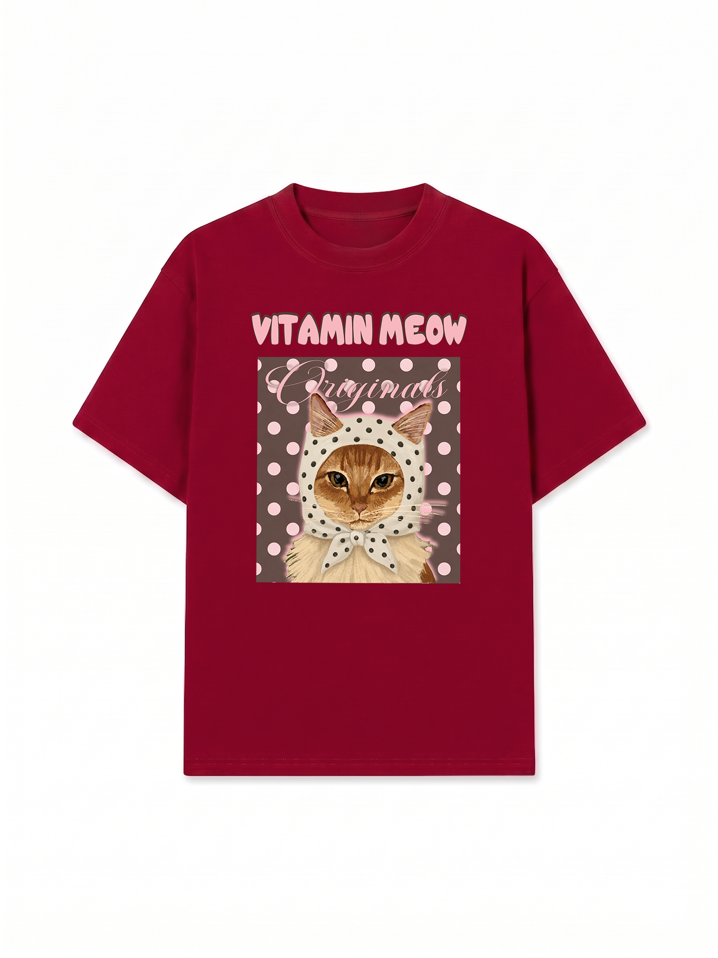 Áo Thun Relaxed Fit  Pink Dotty Vitamin Meow