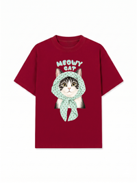 Áo Thun Relaxed Fit Meowy Cat Blue Tiffany Dots