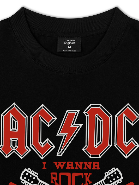 Áo Thun Relaxed Fit Music Rock AC DC I Wanna Rock & Roll