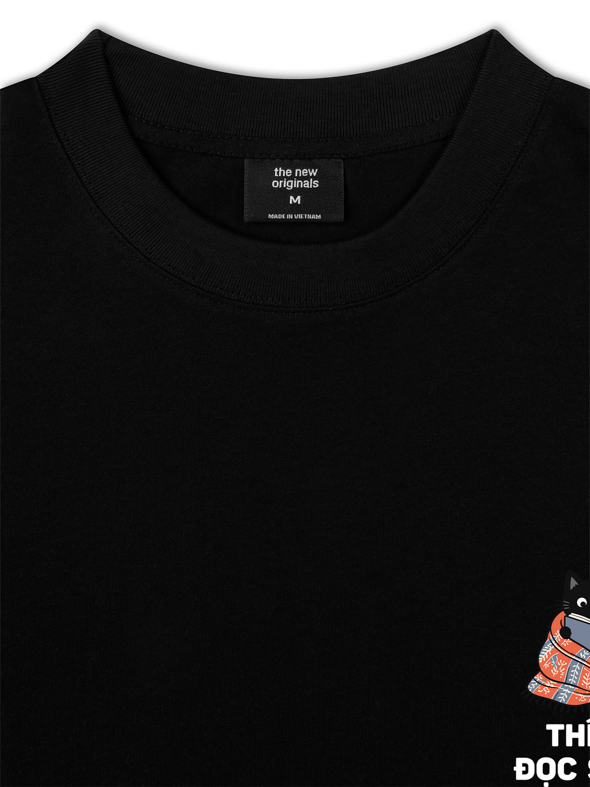 Áo Thun Relaxed Fit Thích Đọc Sách-Mèo Đen