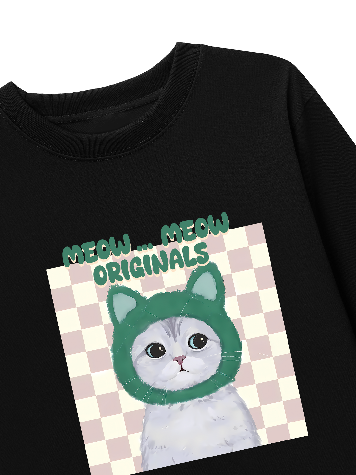 Áo Thun Dài Tay Animal Mood Meow Green Pink