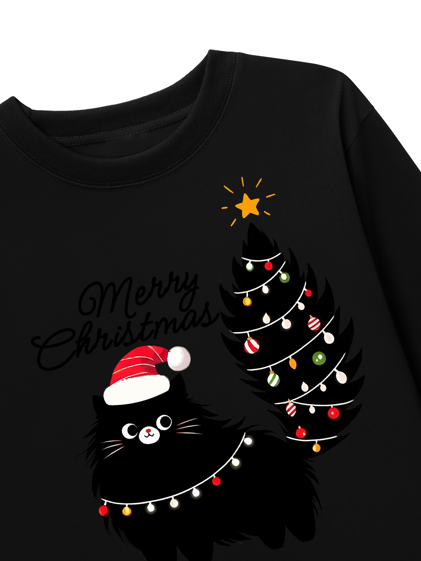 Áo Thun Dài Tay Black Kitty Christmas