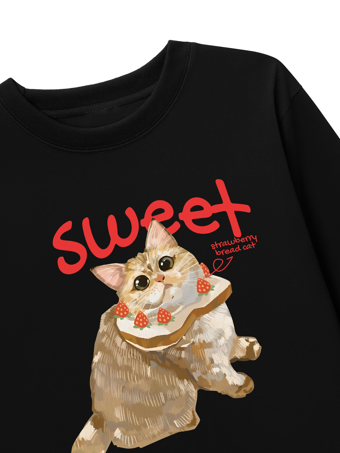 Áo Thun Dài Tay Strawberry Bread Cat