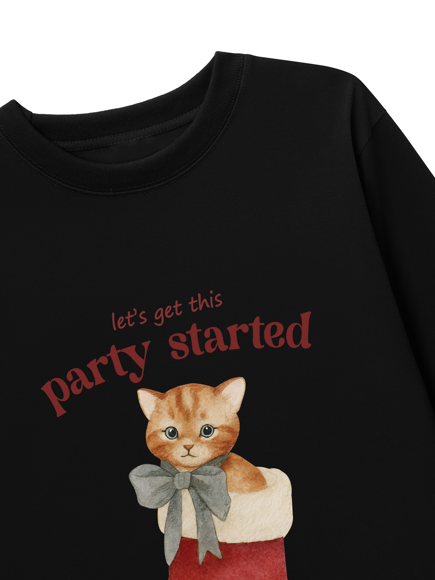 Áo Thun Dài Tay Xmas Cat Party Started