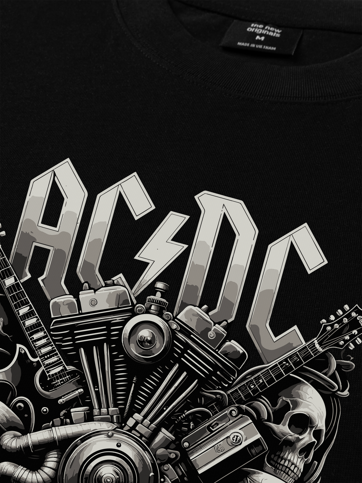 Áo Thun Relaxed Fit Music Rock AC DC Harley Daviidson