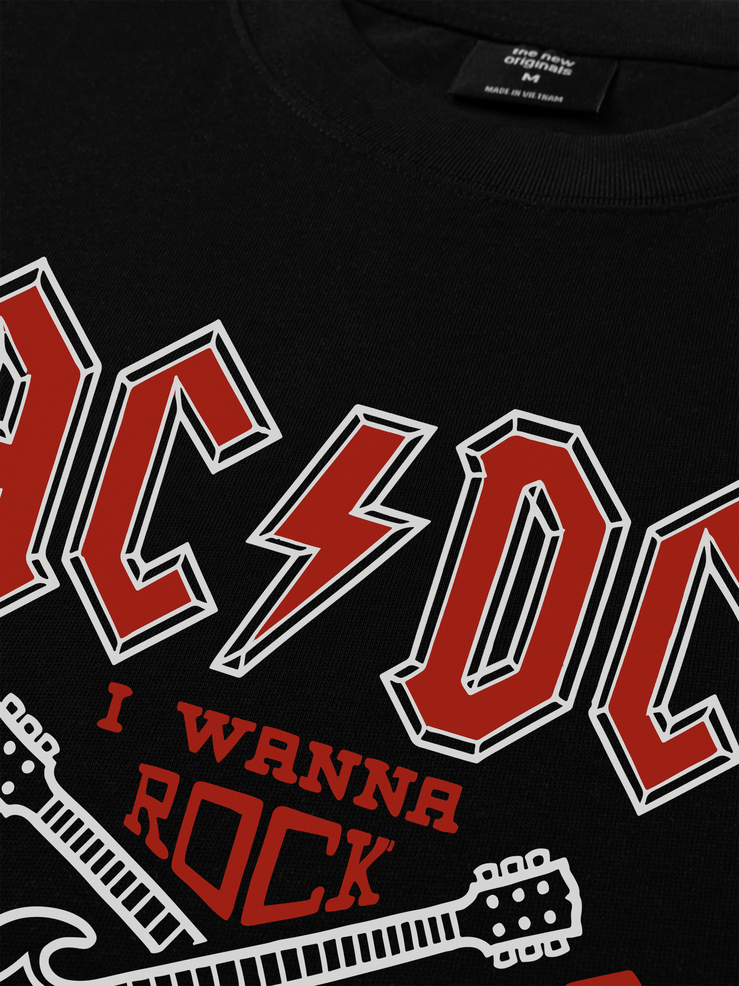 Áo Thun Relaxed Fit Music Rock AC DC I Wanna Rock & Roll