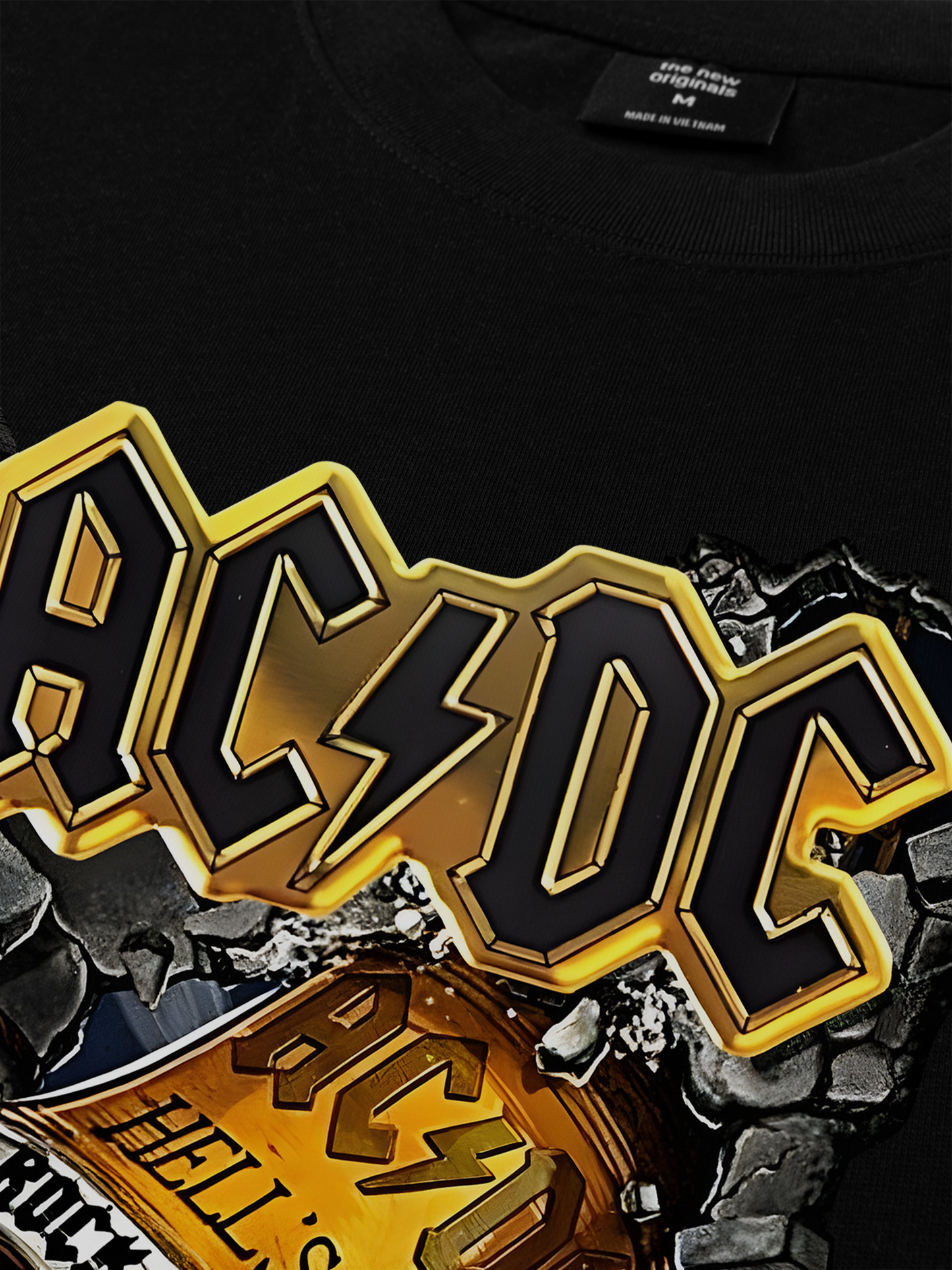 Áo Thun Relaxed Fit Music Rock AC DC Hell's Bell Rock Or Bust