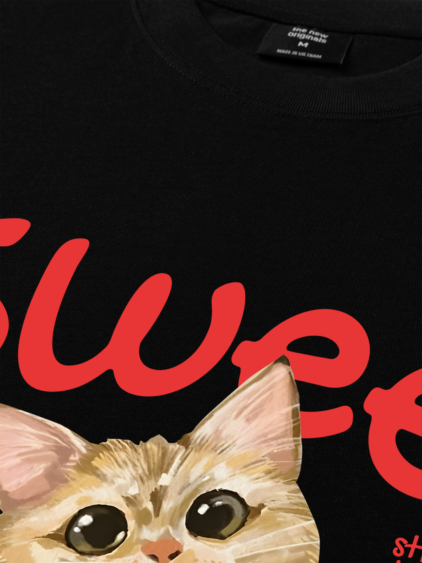 Áo Thun Relaxed Fit Animal Mood Strawberry Bread Cat