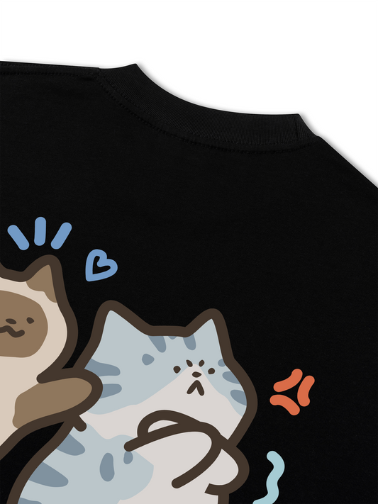 Áo Thun Relaxed Fit Angry Luv Cat Couple