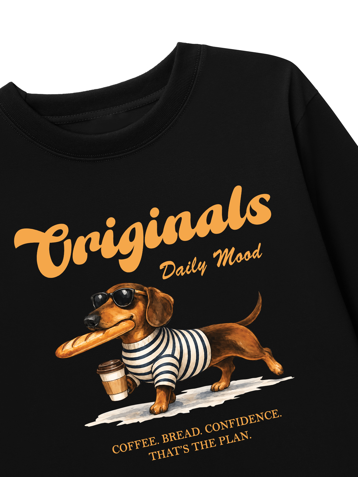 Áo Thun Dài Tay  Daily Mood Coffee Dachshund