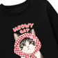 Áo Thun Dài Tay Meowy Cat Pink Plaid