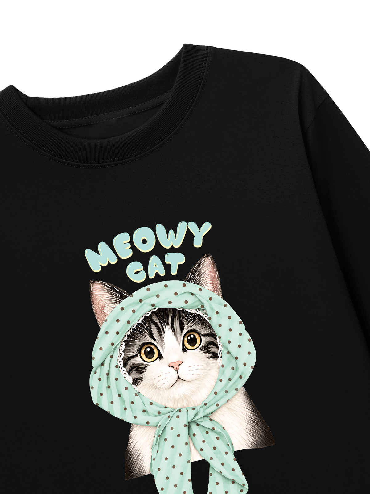 Áo Thun Dài Tay Meowy Cat Blue Tiffany Dots