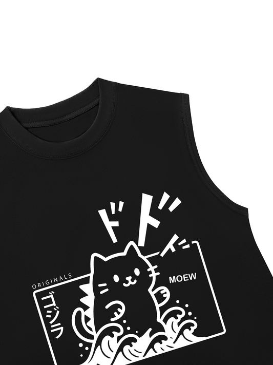 Áo Ba Lỗ Relaxed Fit Japan Spirit Godzilla Meow