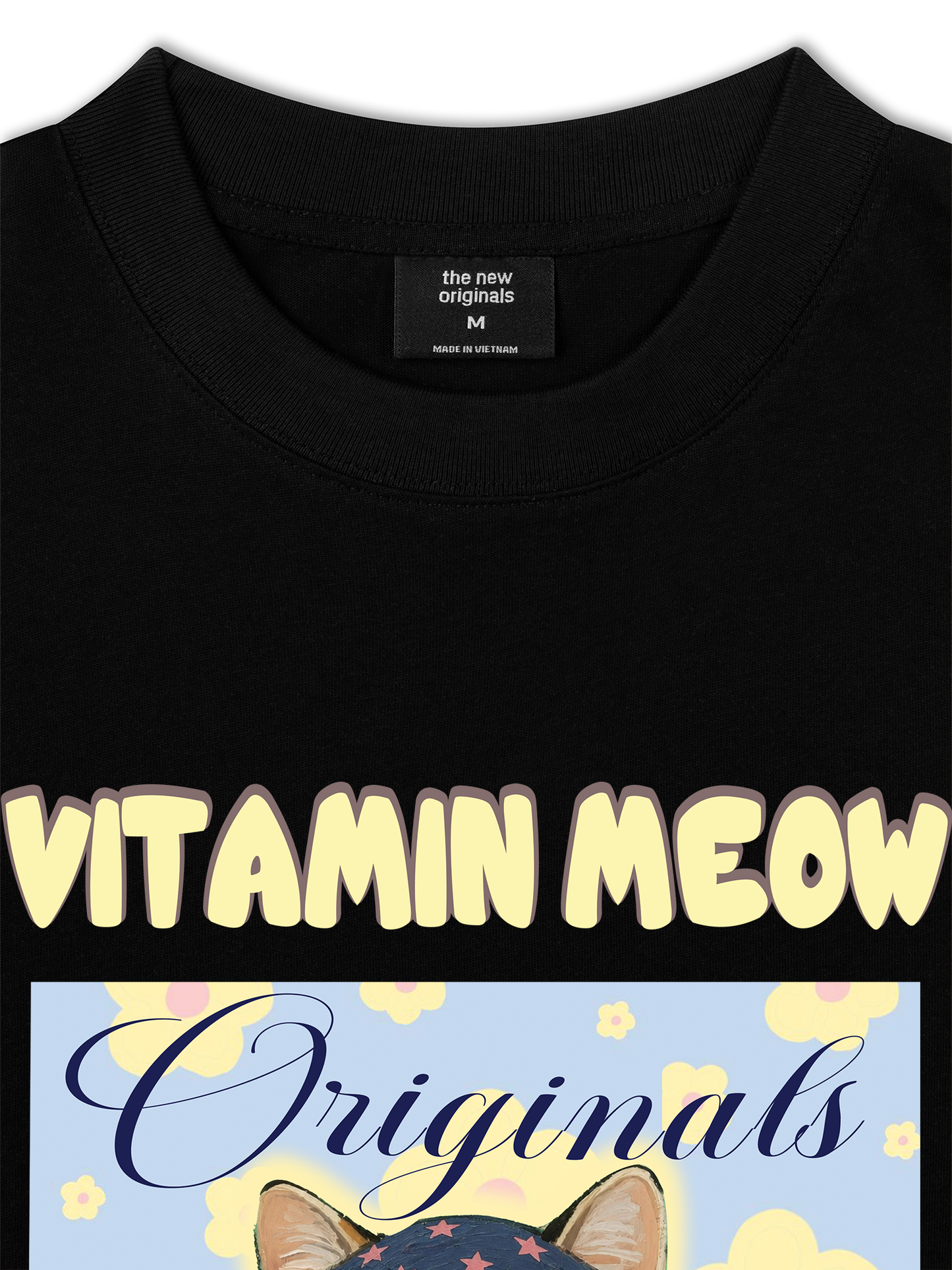 Áo Thun Relaxed Fit Cutie Vitamin Meow Yellow Flower
