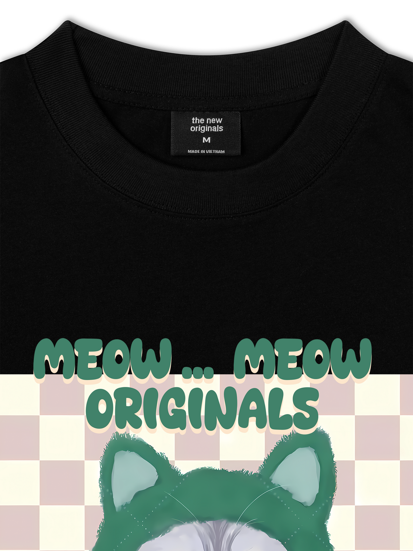 Áo Thun Relaxed Fit Animal Mood Meow Green Pink