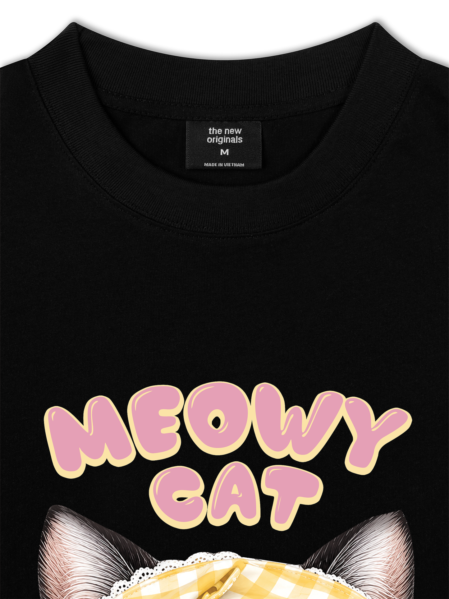 Áo Thun Relaxed Fit Meowy Cat Yellow Plaid
