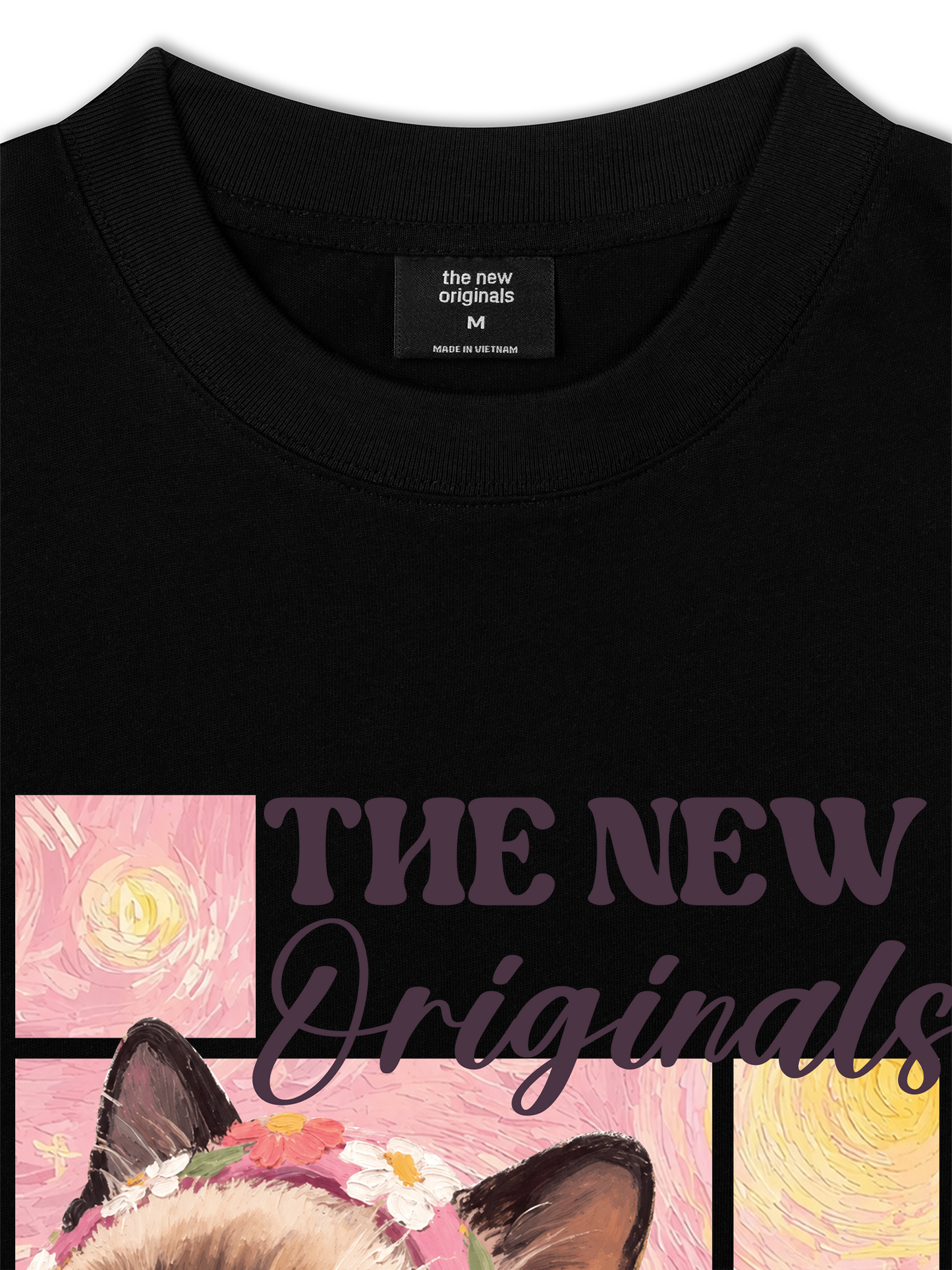 Áo Thun Relaxed Fit Pink Flower Cat