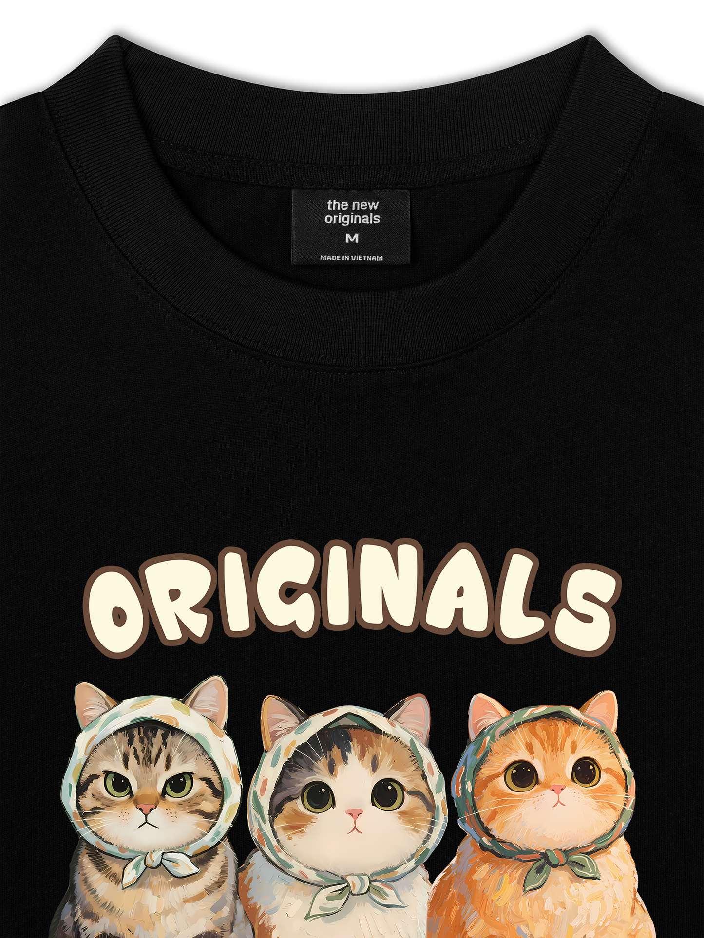 Áo Thun Relaxed Fit Cute Three Cat Vitamin Meow