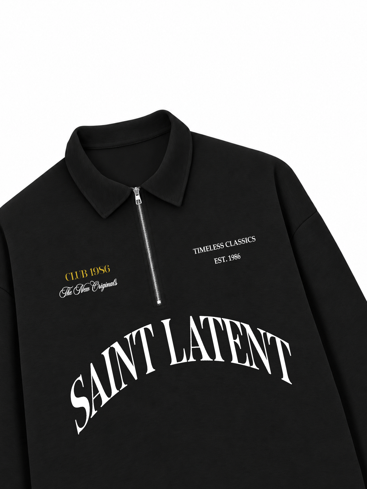 Áo Sweater Polo Nỉ Hai Da  Saint Latent Old Money