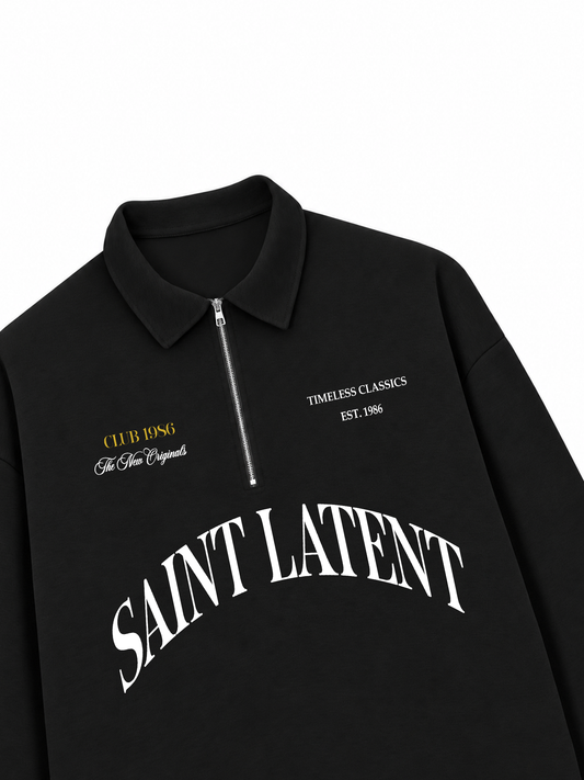 Áo Sweater Polo Nỉ Hai Da  Saint Latent Old Money