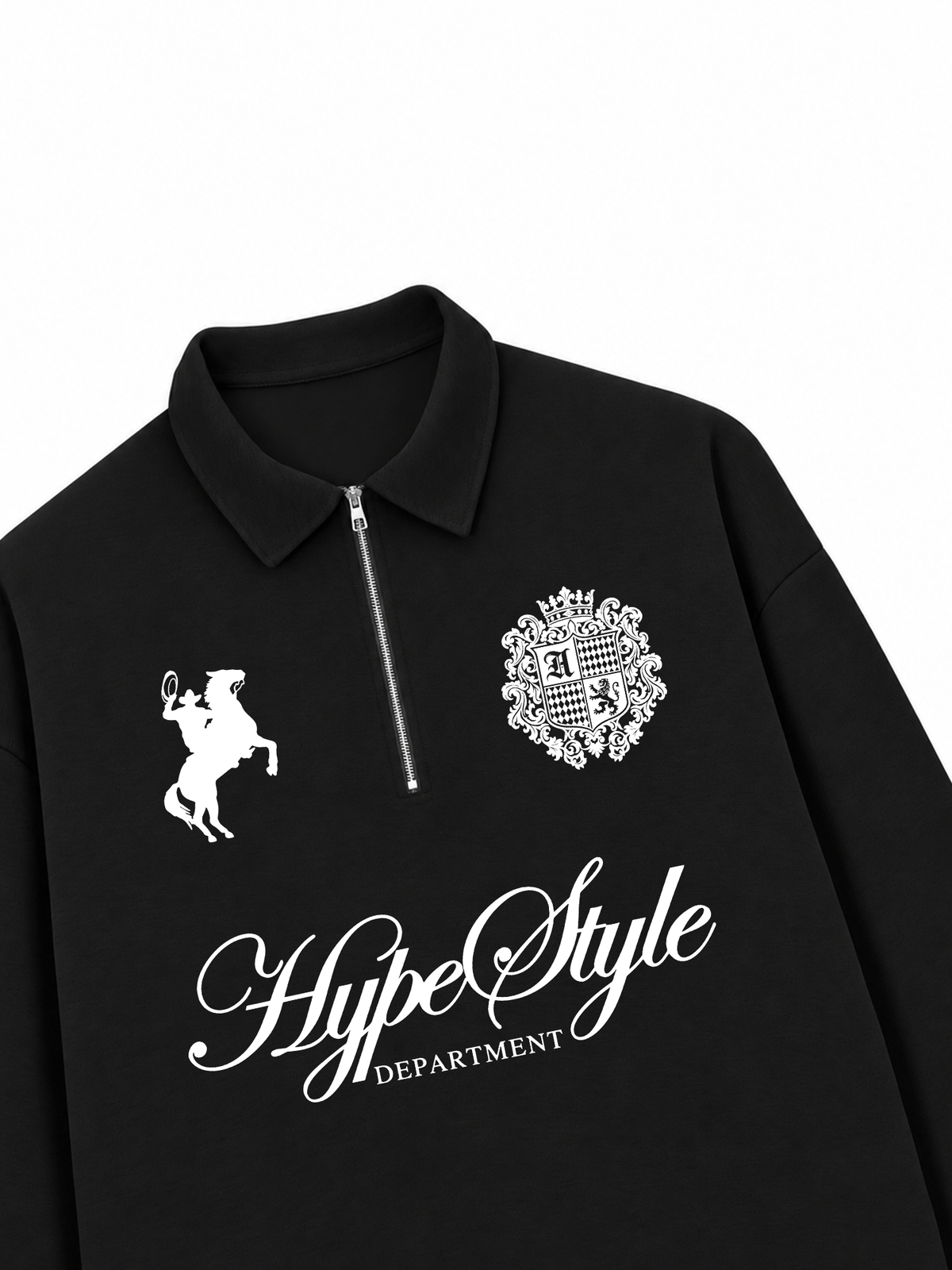 Áo Sweater Polo Nỉ Hai Da Black And White Hype Style
