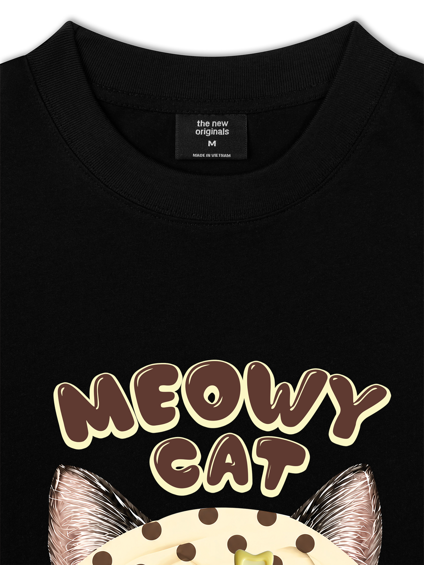 Áo Thun Relaxed Fit  Meowy Cat Cream