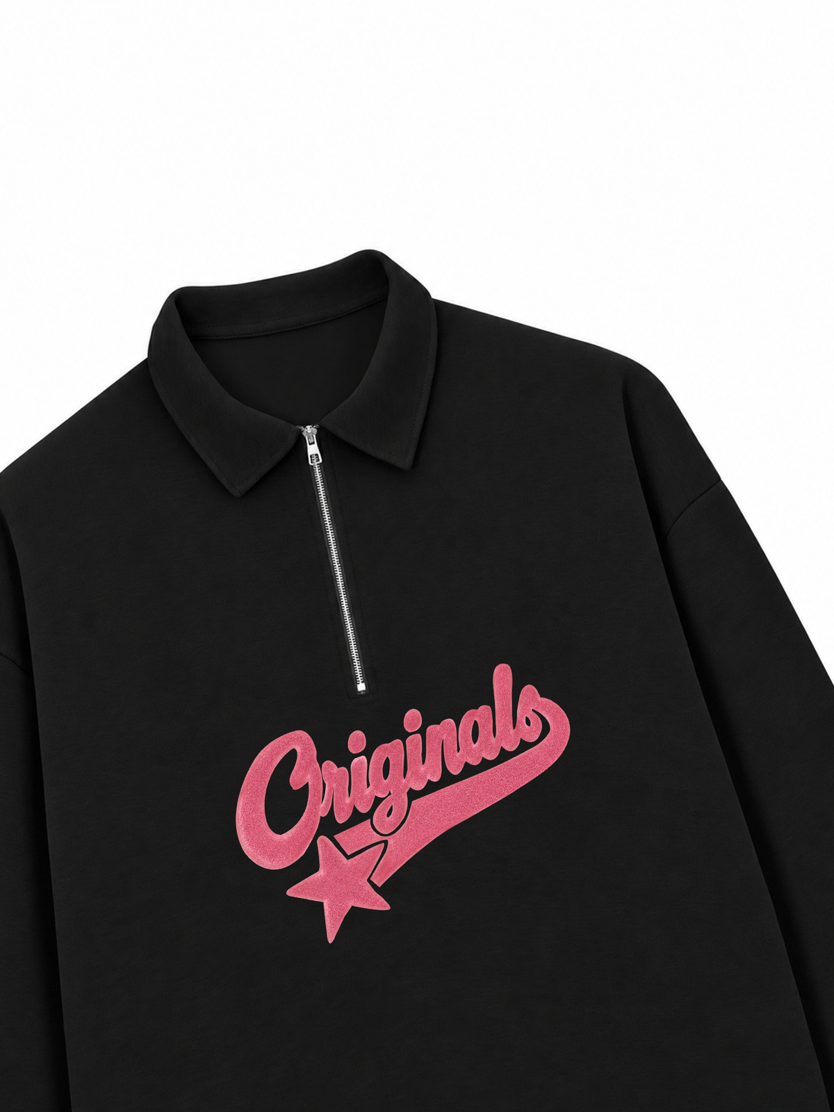 Áo Sweater Polo Nỉ Hai Da Pink Retro Originals Logo