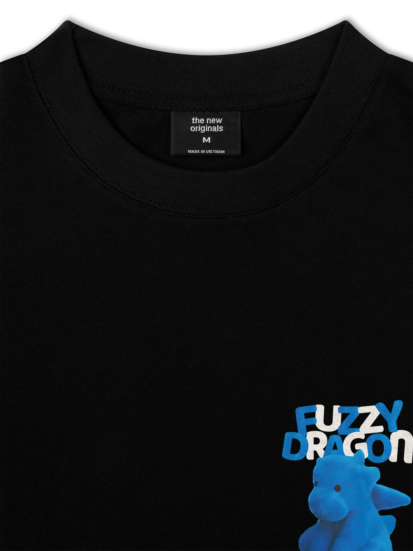 Áo Thun Relaxed Fit Fuzzy Font Dragon Blue