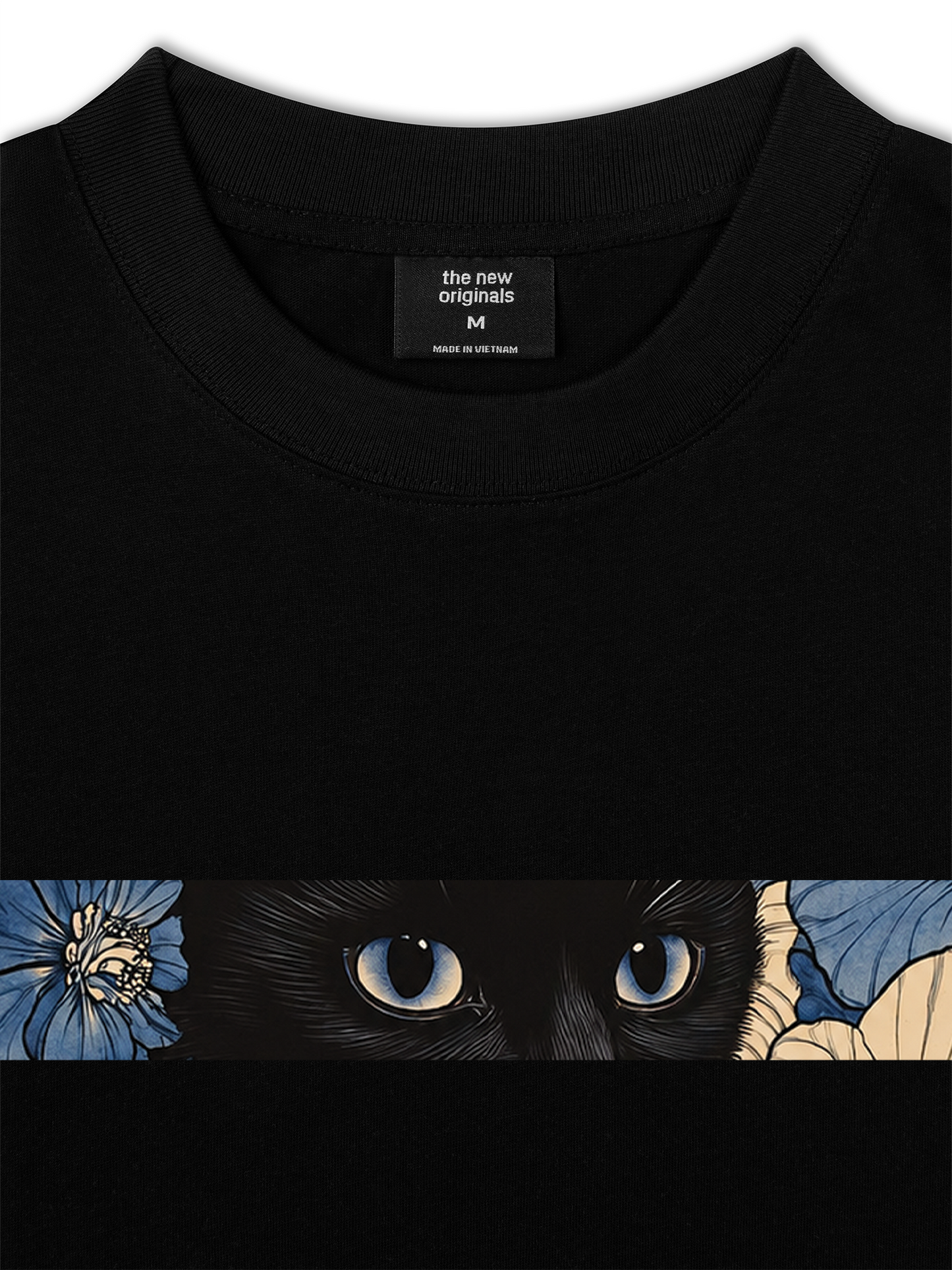 Áo Thun Relaxed Fit Blue Flower Cat