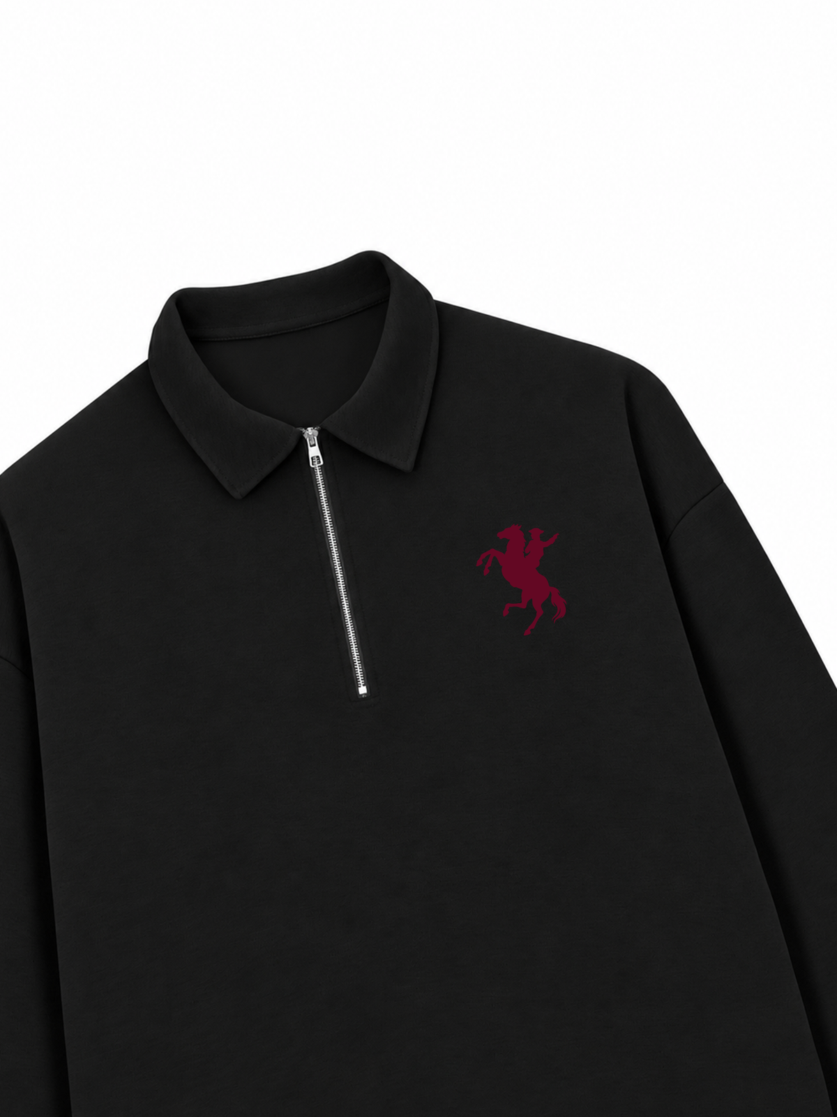 Áo Sweater Polo Nỉ Hai Da Burgundy Horse