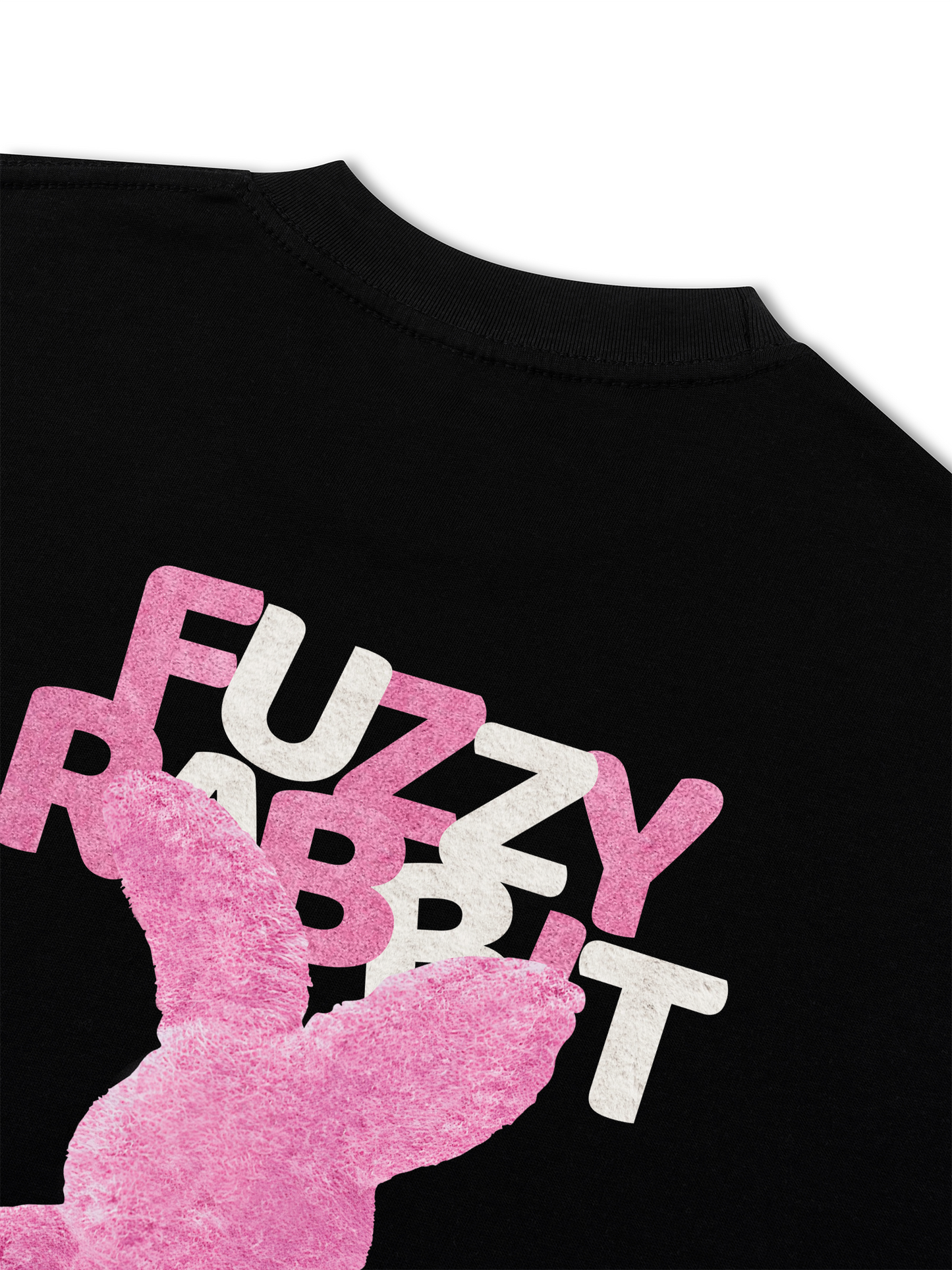 Áo Thun Cotton Cao Cấp Relaxed Fit  Pink Fuzzy Font Rabbit