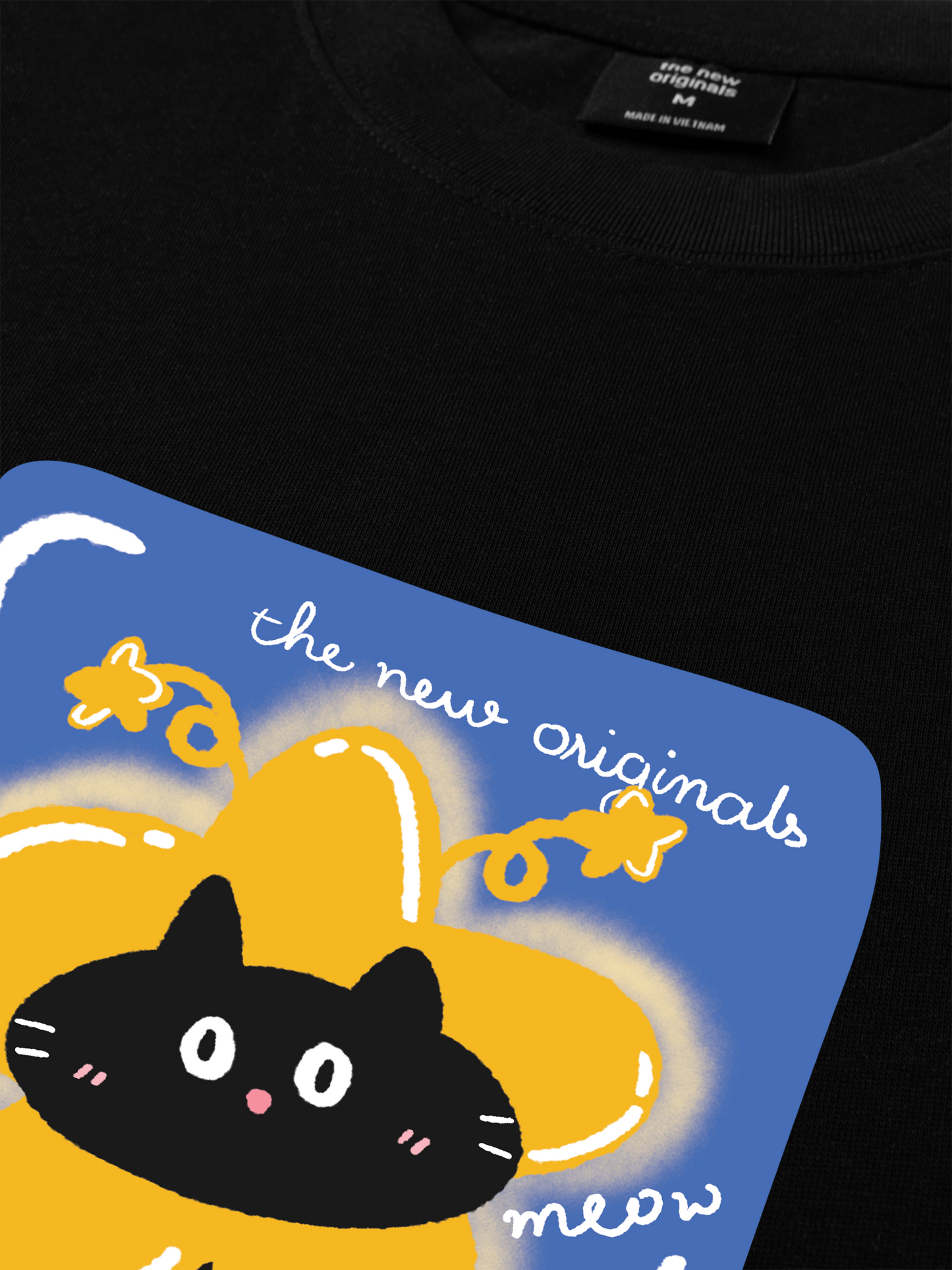 Áo Thun Relaxed Fit Black Cute Cat