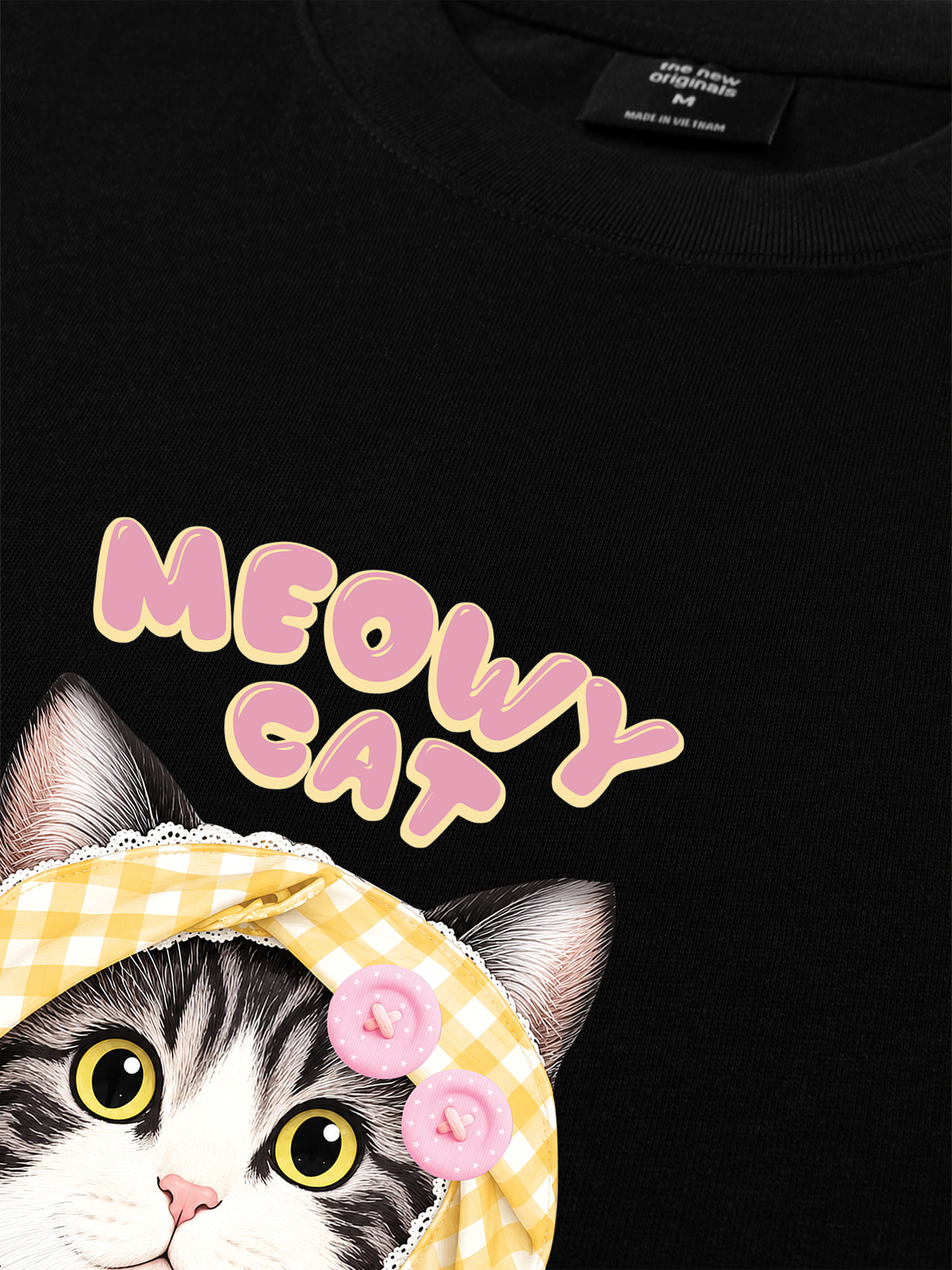 Áo Thun Relaxed Fit Meowy Cat Yellow Plaid