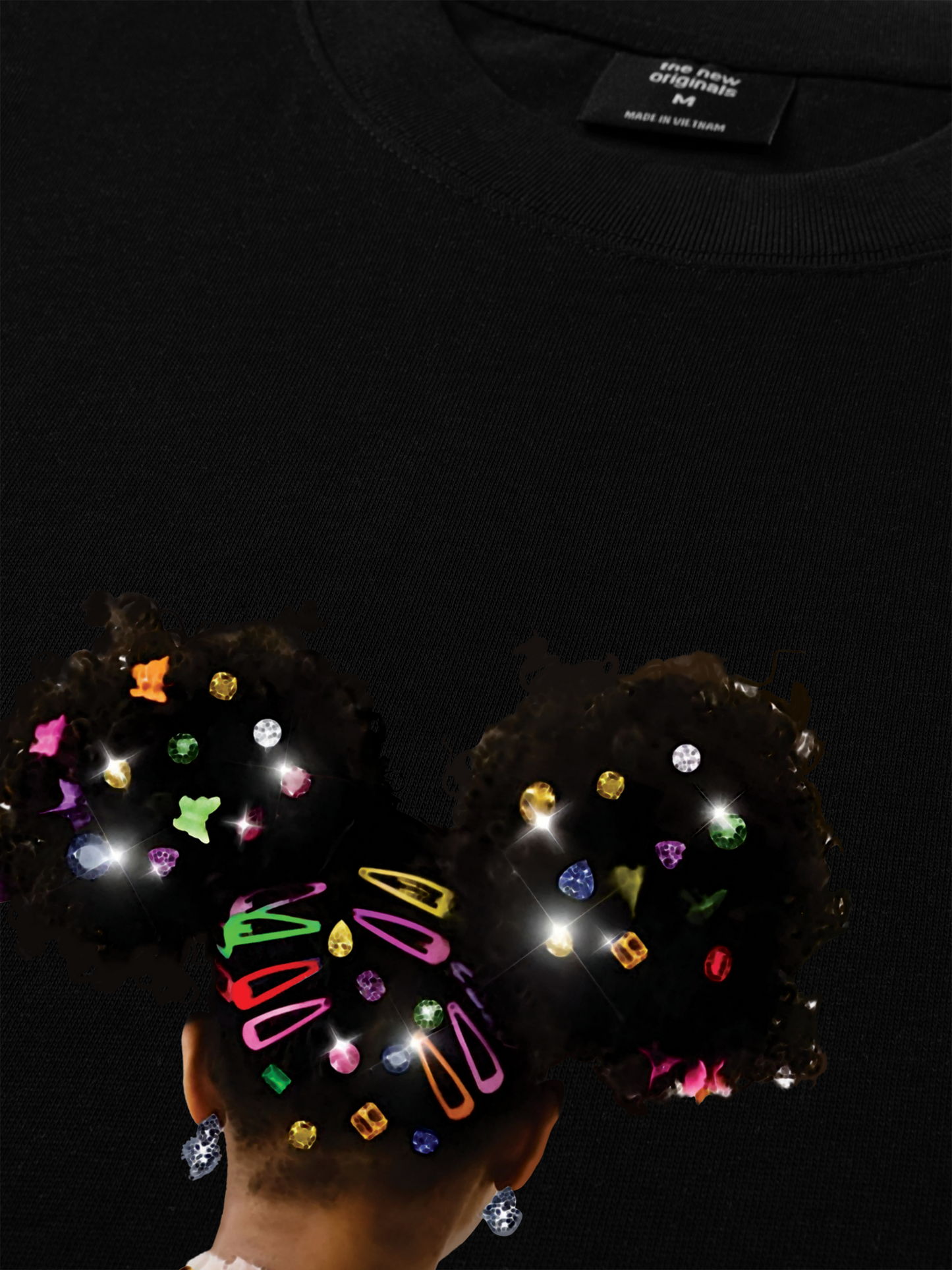 Áo Thun Relaxed Fit Colorful Diamond Hairpin Afro Girl