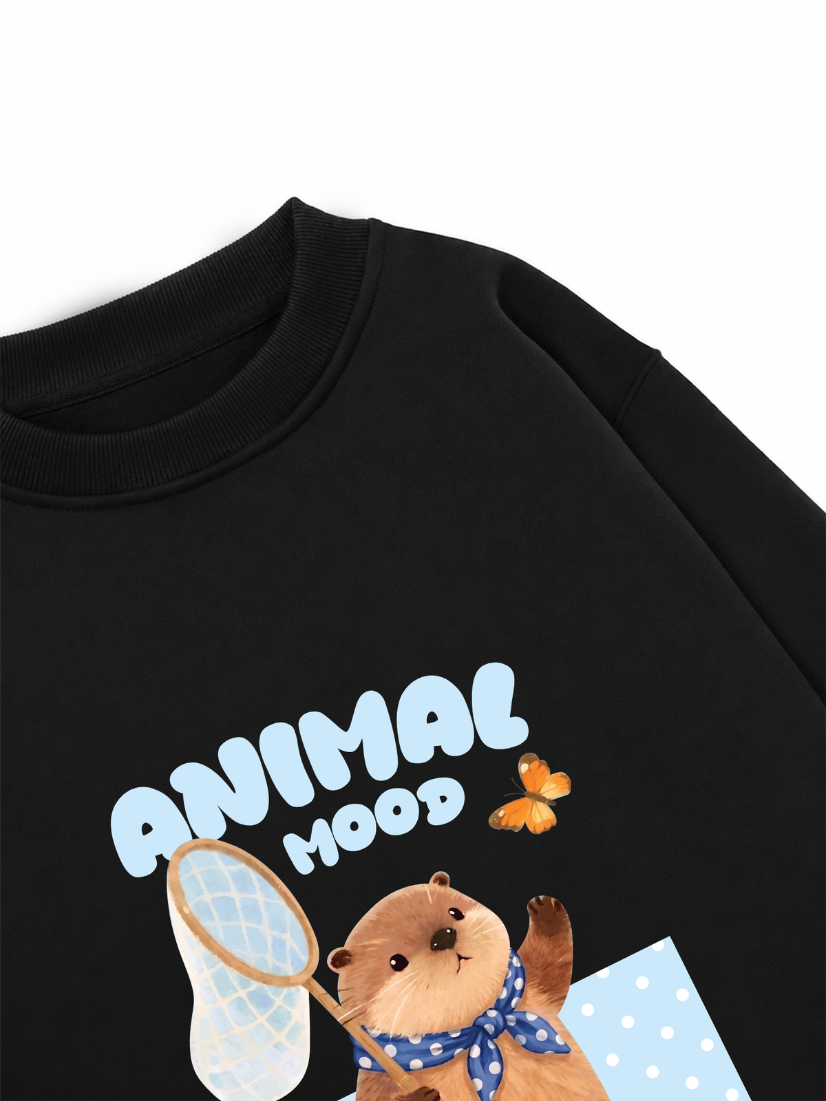 Áo Sweater Nỉ Hai Da Animal Beaver Catches Butterflies