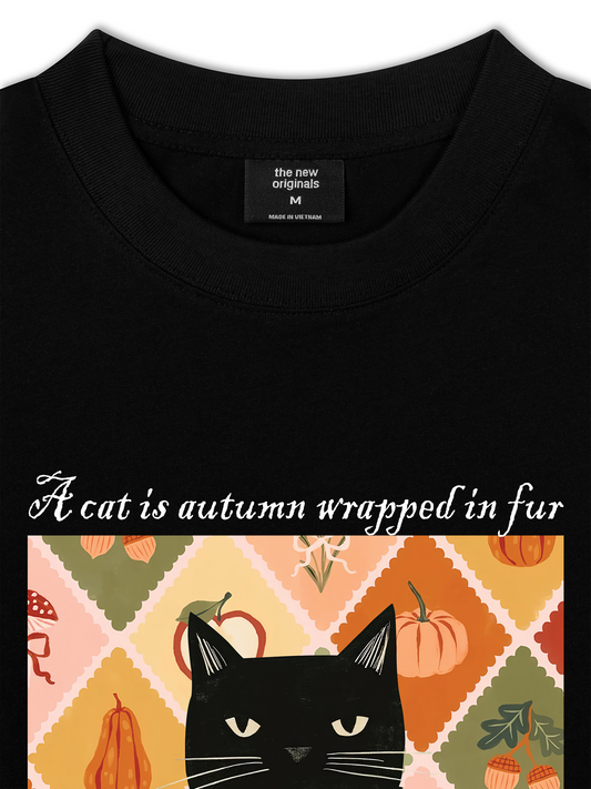 Áo Thun Relaxed Fit Autumn Vibes A Cat