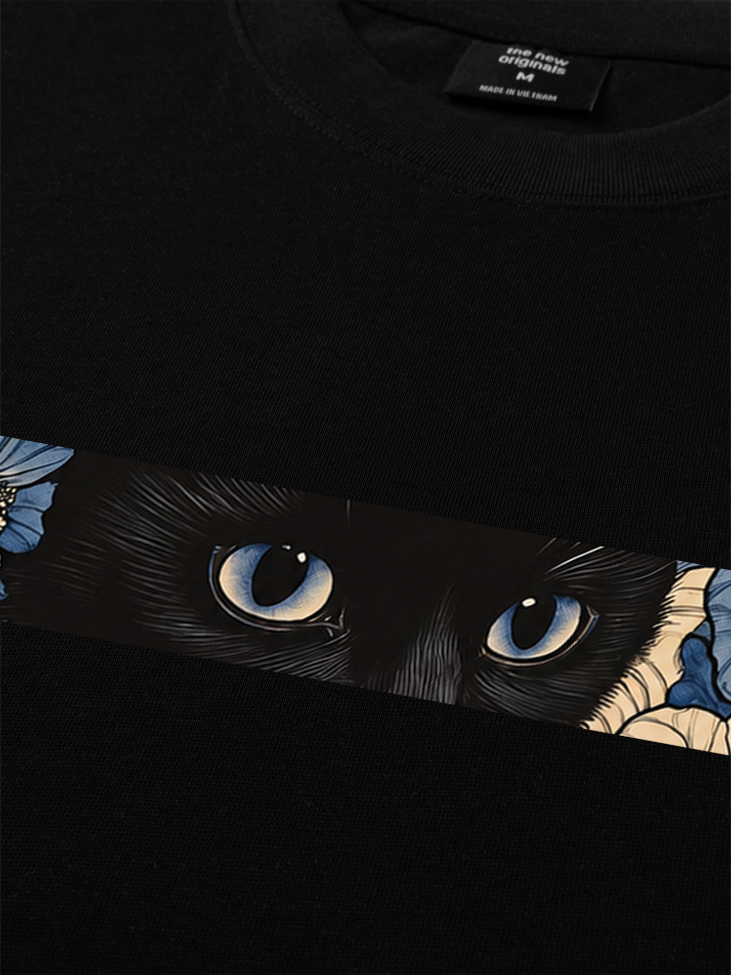 Áo Thun Relaxed Fit Blue Flower Cat