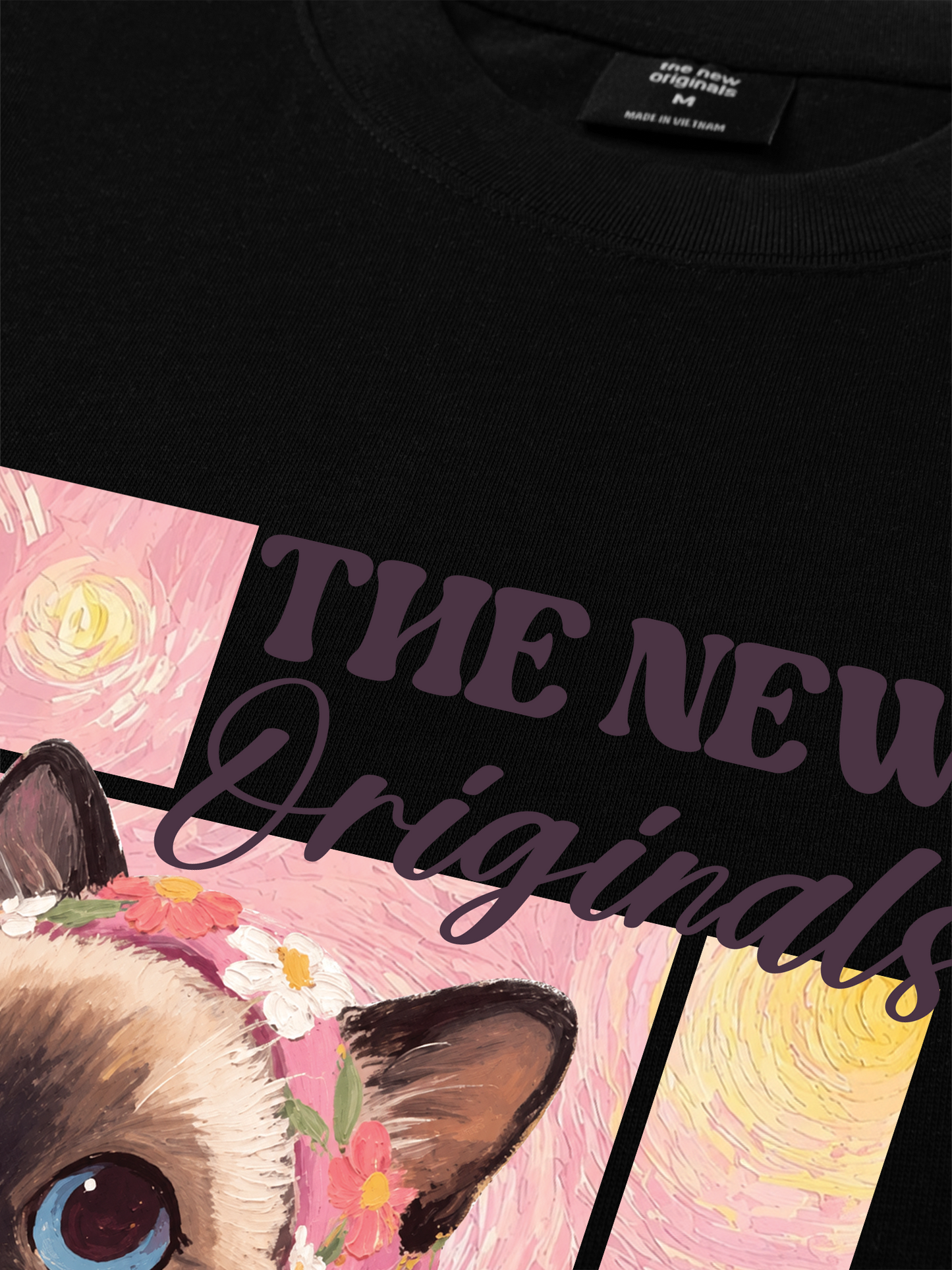 Áo Thun Relaxed Fit Pink Flower Cat