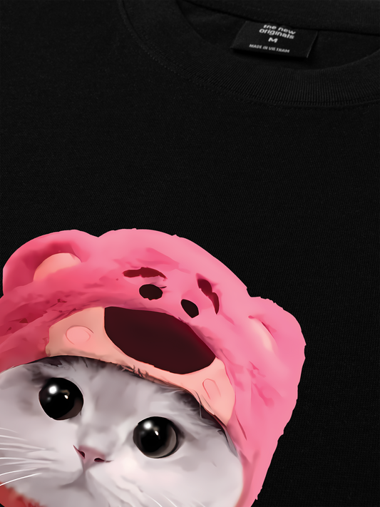Áo Thun Relaxed Fit Animal Mood Pink Meow