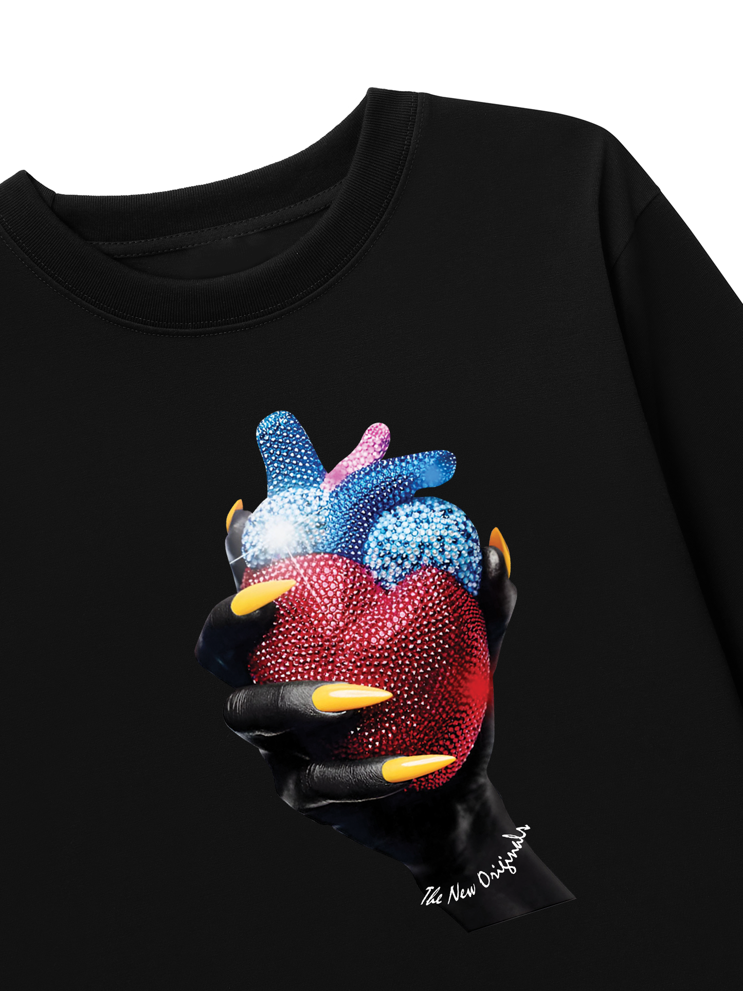 Áo Thun Dài Tay Handheld Colorful Rhinestone Art Heart