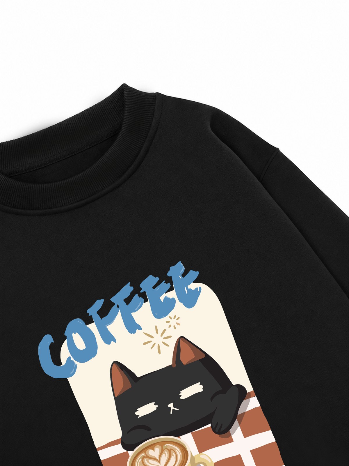 Áo Sweater Nỉ Hai Da Coffee Club Black Cat