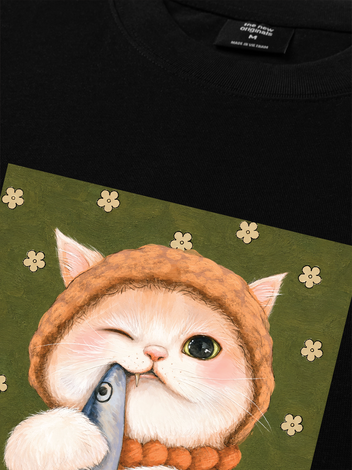 Áo Thun Relaxed Fit Green Fish Meow trước