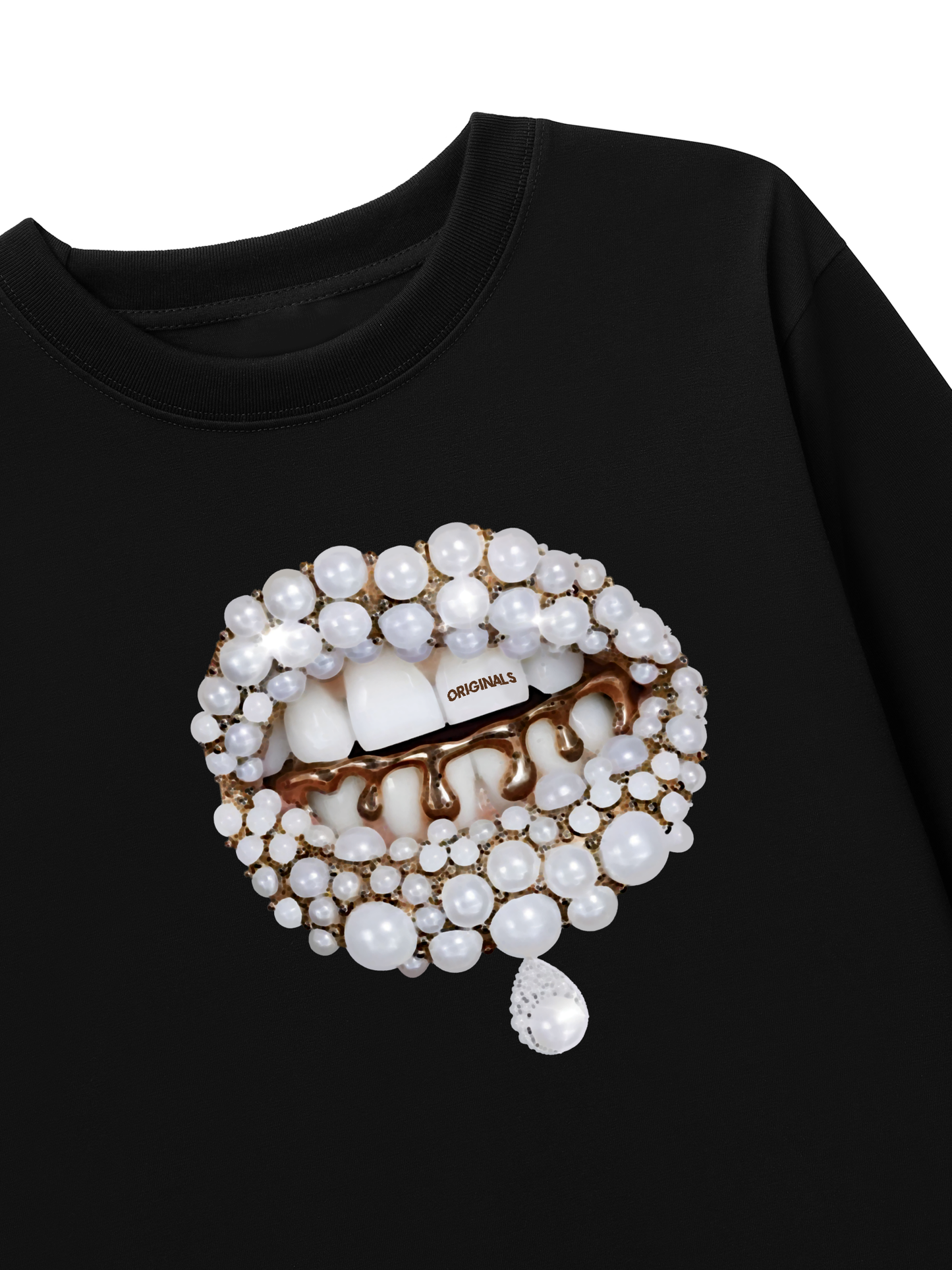Áo Thun Dài Tay Art Pearl Lip Black