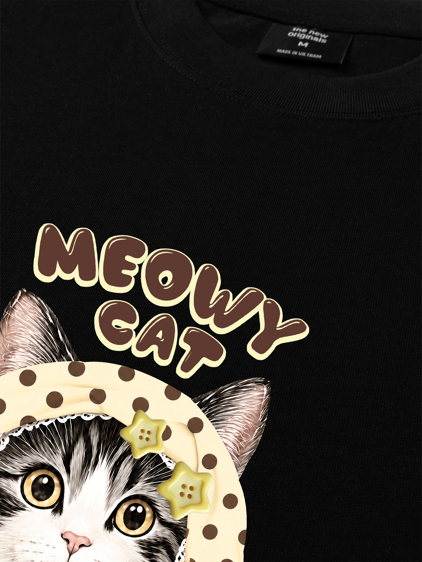 Áo Thun Relaxed Fit  Meowy Cat Cream