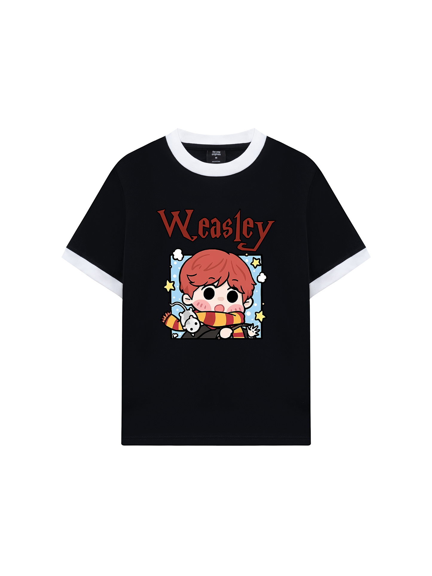 Áo Thun Ringer Relaxed Fit Harrry Potter Weasley Chibi