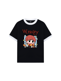 Áo Thun Ringer Relaxed Fit Harrry Potter Weasley Chibi