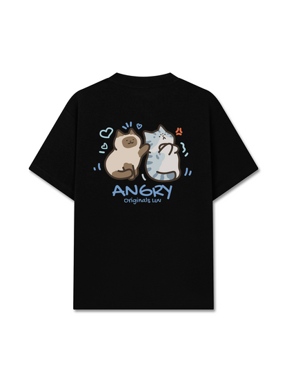 Áo Thun Relaxed Fit Angry Luv Cat Couple
