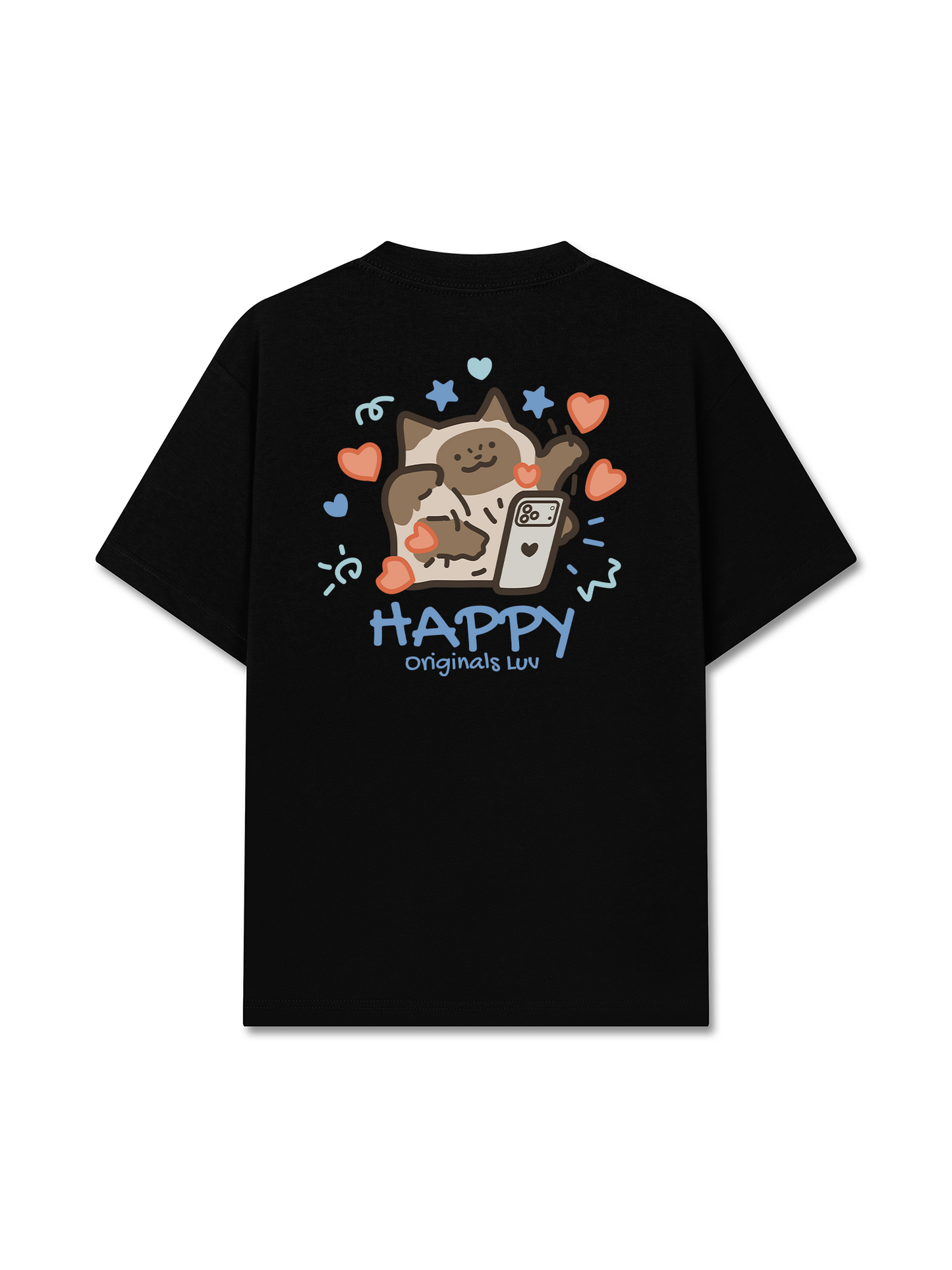 Áo Thun Relaxed Fit Happy Luv Cat Couple