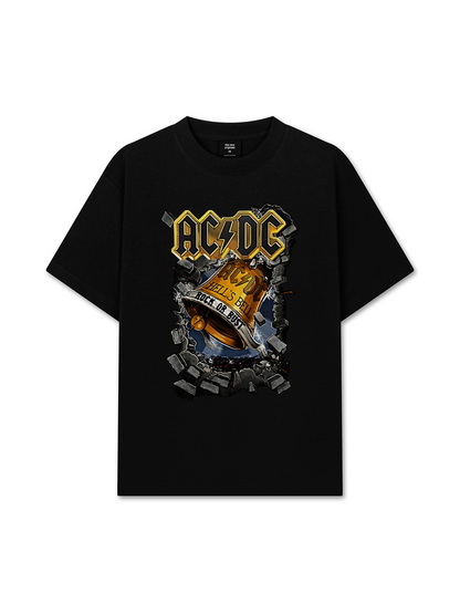 Áo Thun Relaxed Fit Music Rock AC DC Hell's Bell Rock Or Bust