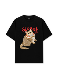 Áo Thun Relaxed Fit Animal Mood Strawberry Bread Cat